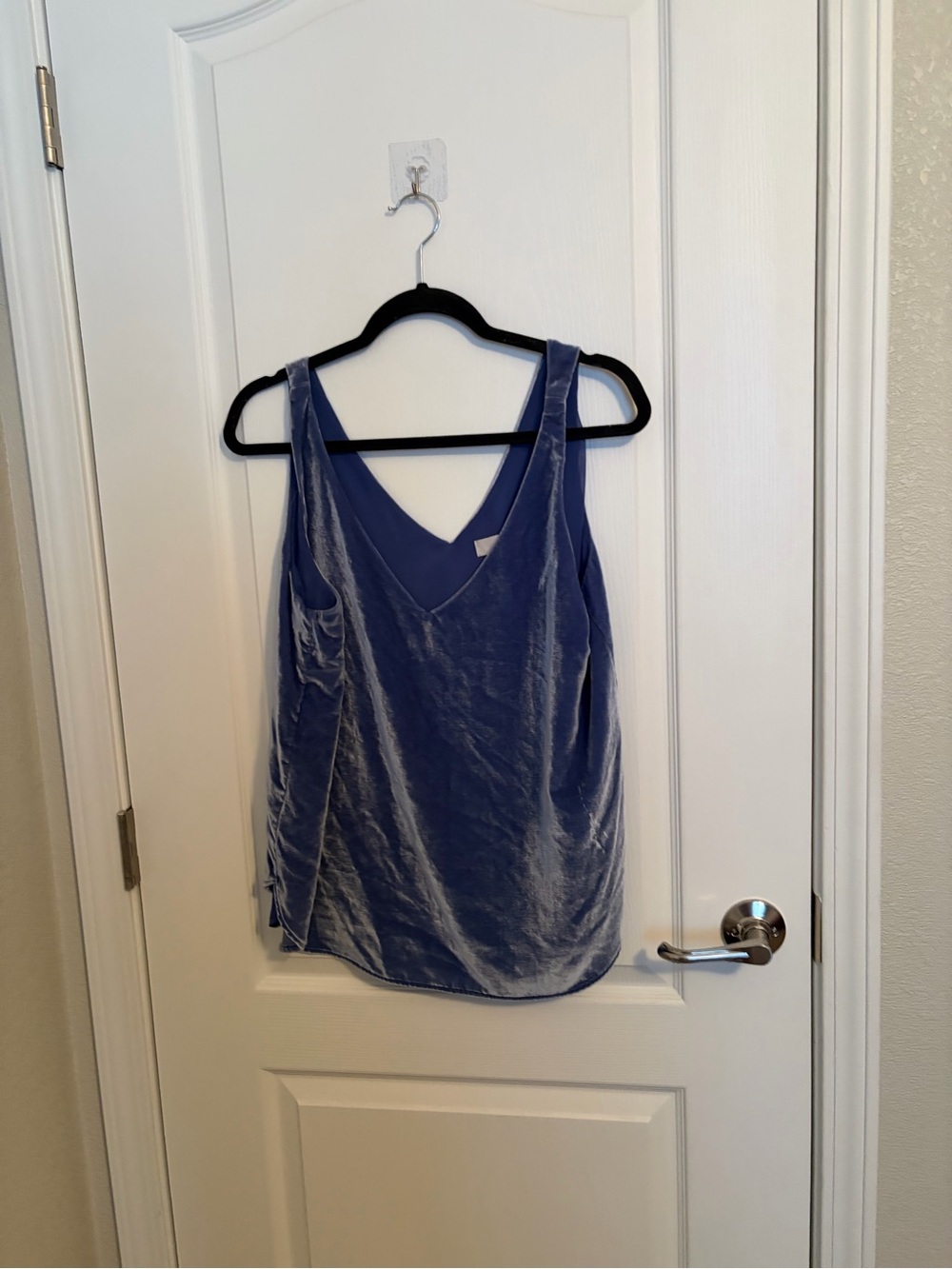 LOFT Velvet V-Neck Tank in Dusty Blue